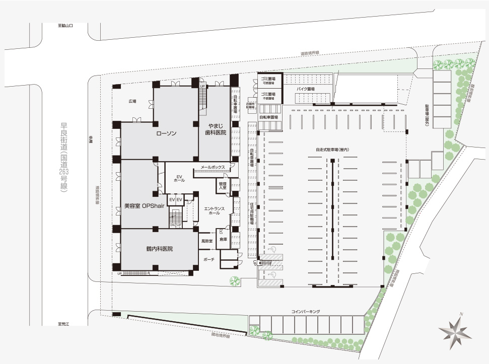 敷地配置図・平面駐車場